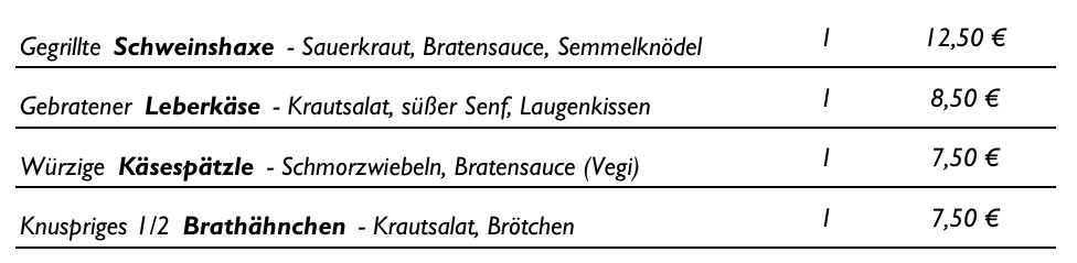 Speisekarte